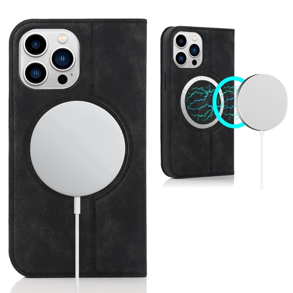 Magnetic Leather Case with Wallet for iPhone - MoodPeach