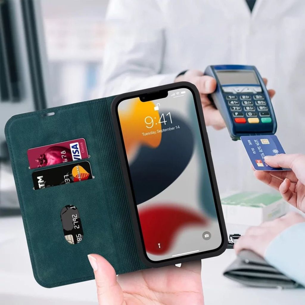Magnetic Leather Case with Wallet for iPhone - MoodPeach