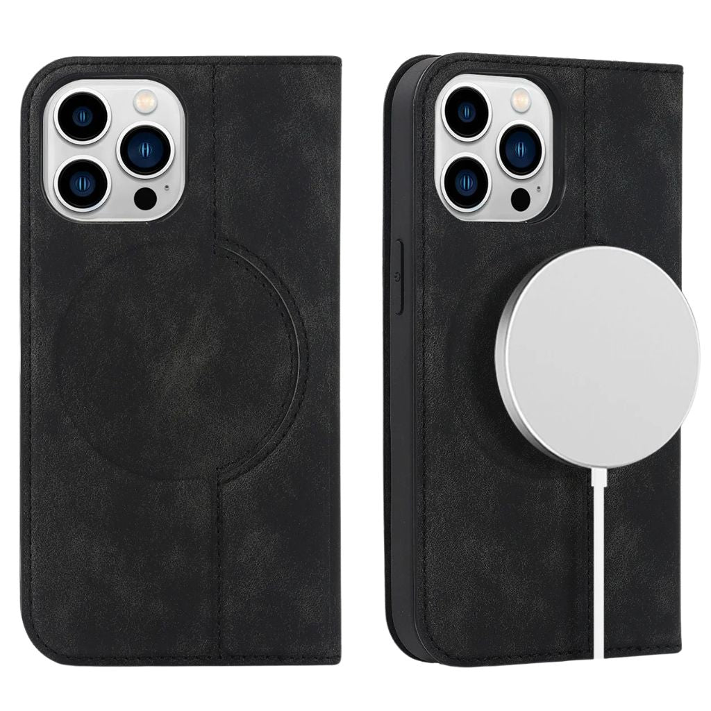 Magnetic Leather Case with Wallet for iPhone - MoodPeach