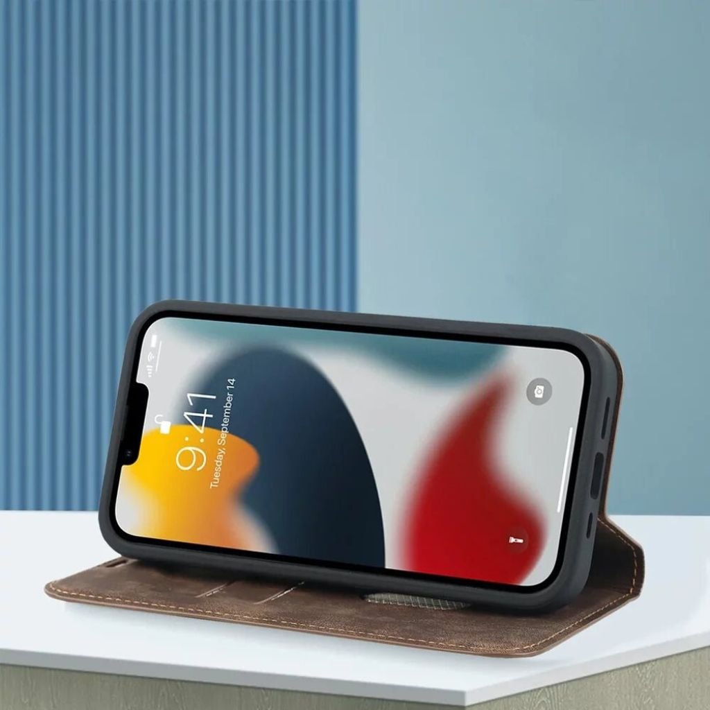 Magnetic Leather Case with Wallet for iPhone - MoodPeach