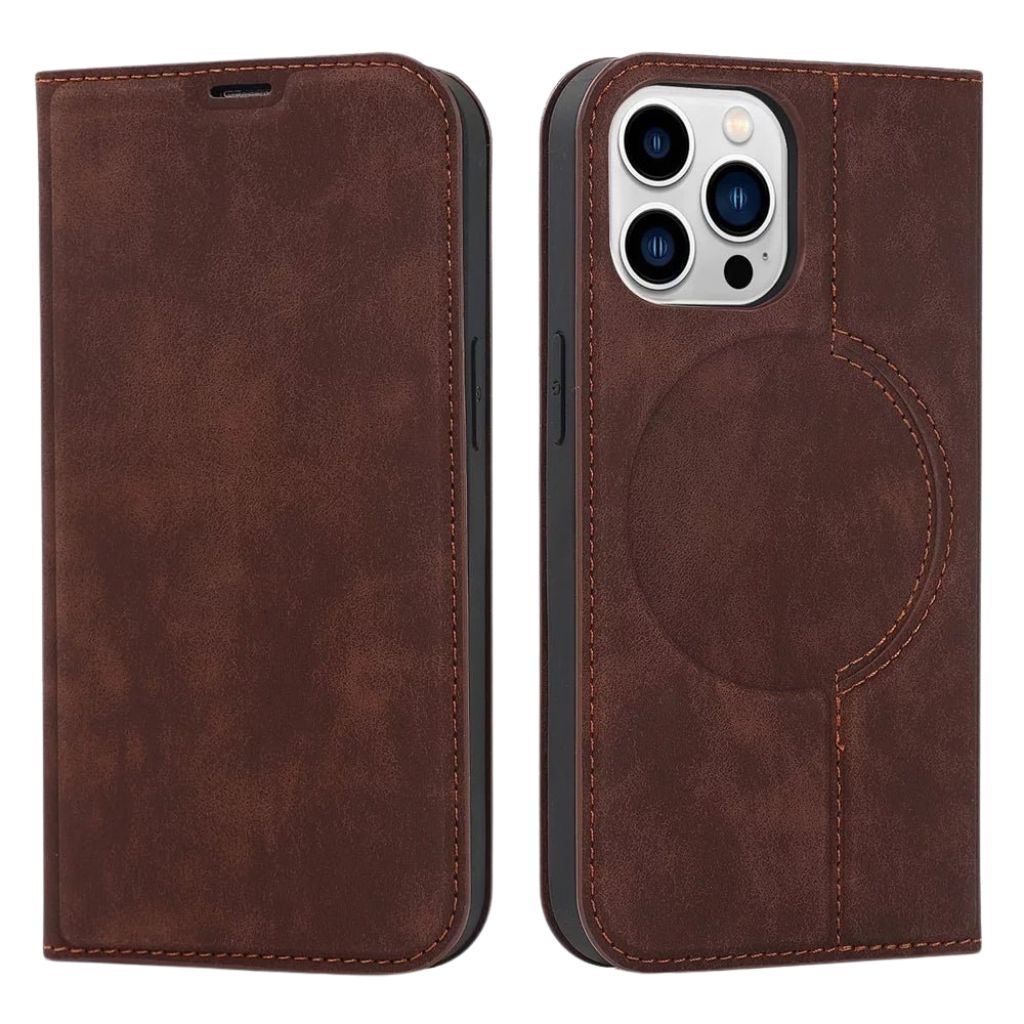 Magnetic Leather Case with Wallet for iPhone - MoodPeach