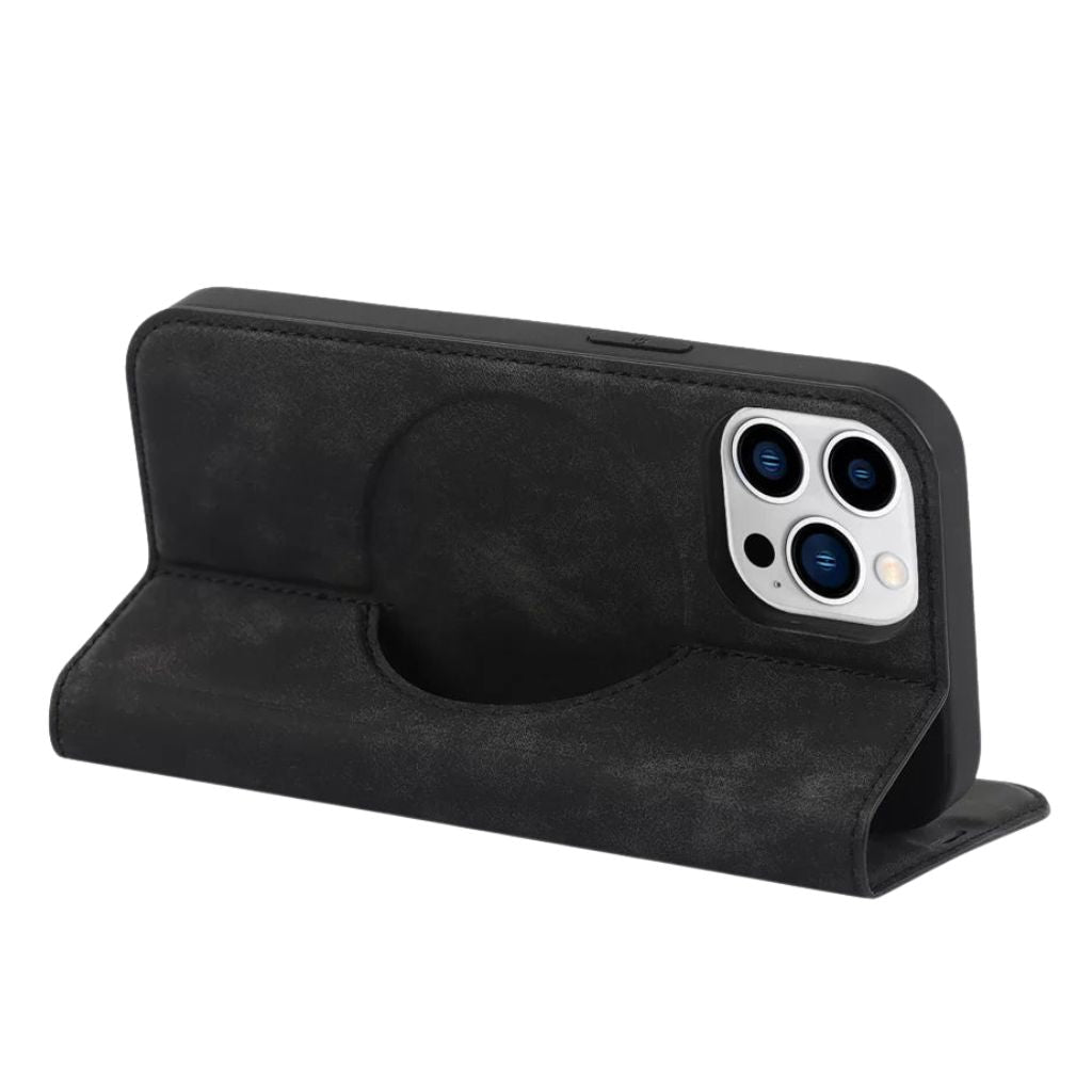 Magnetic Leather Case with Wallet for iPhone - MoodPeach