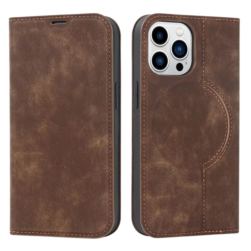 Magnetic Leather Case with Wallet for iPhone - MoodPeach