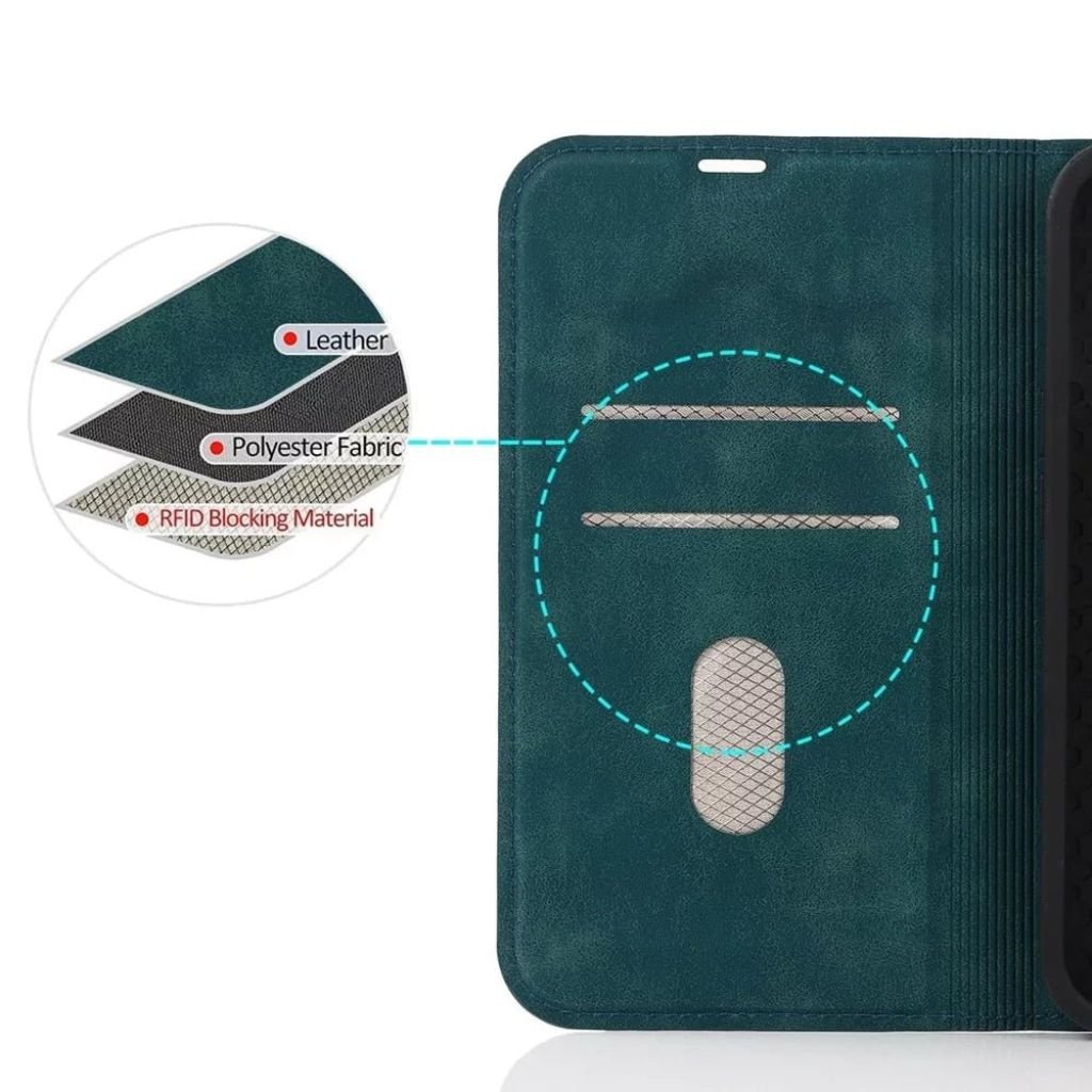Magnetic Leather Case with Wallet for iPhone - MoodPeach