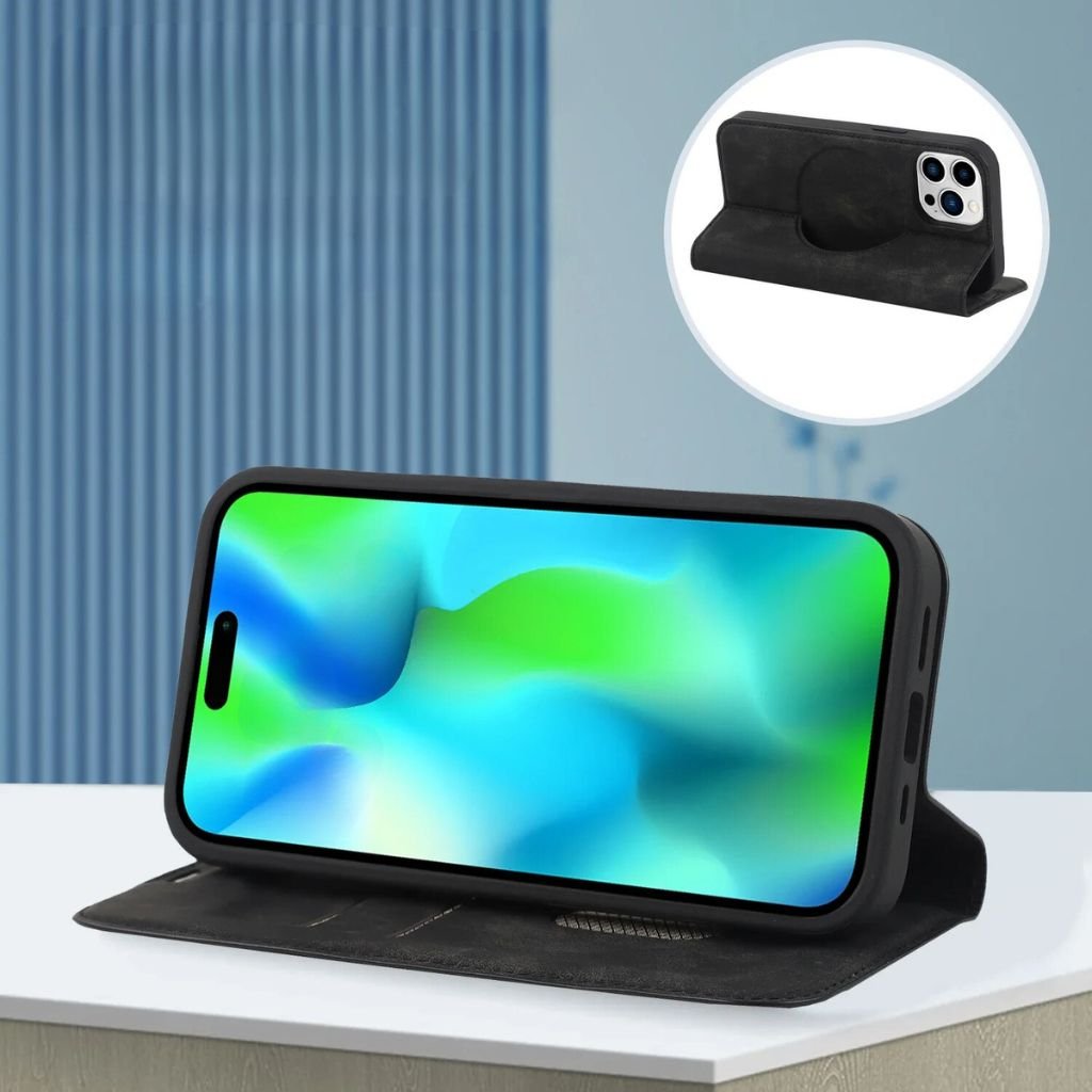 Magnetic Leather Case with Wallet for iPhone - MoodPeach