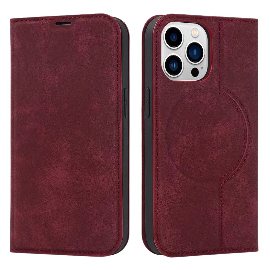 Magnetic Leather Case with Wallet for iPhone - MoodPeach