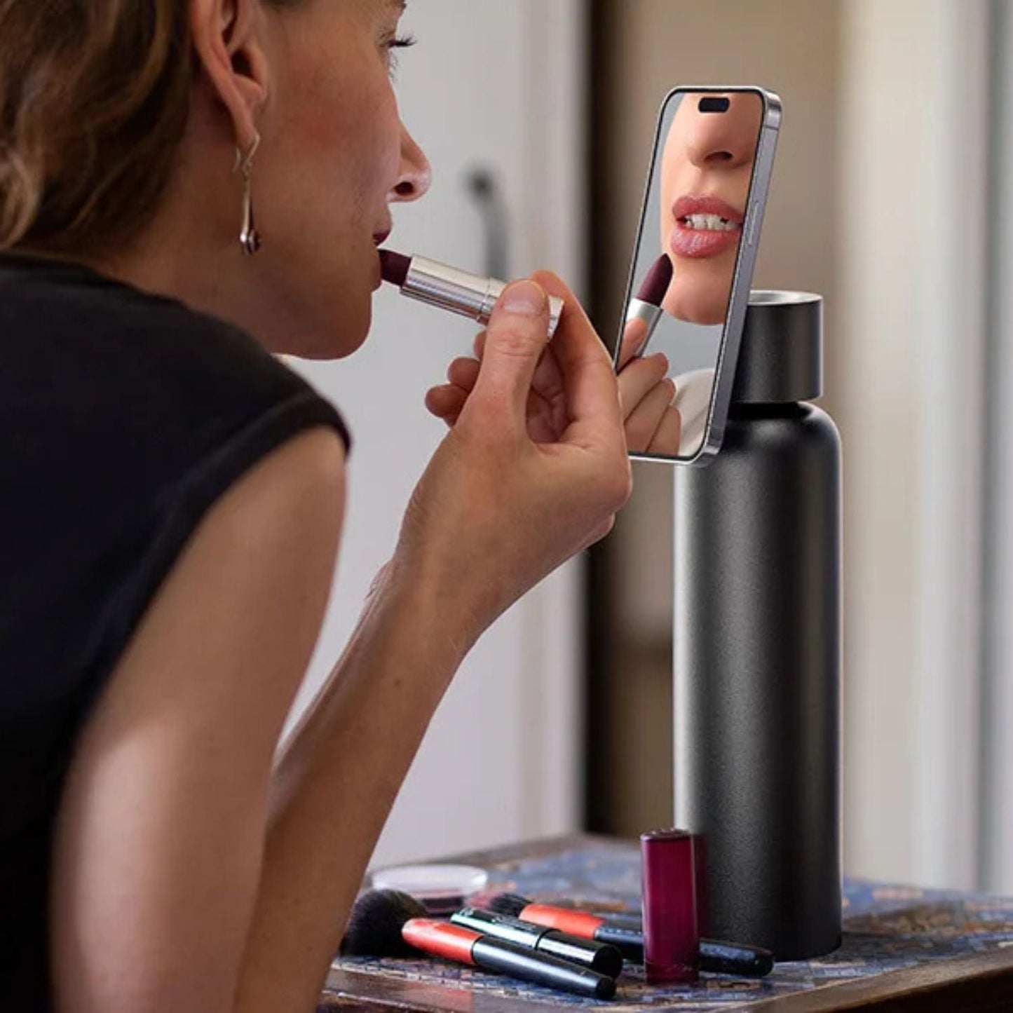 Magnetic Water Bottle & Phone Holder - MoodPeach