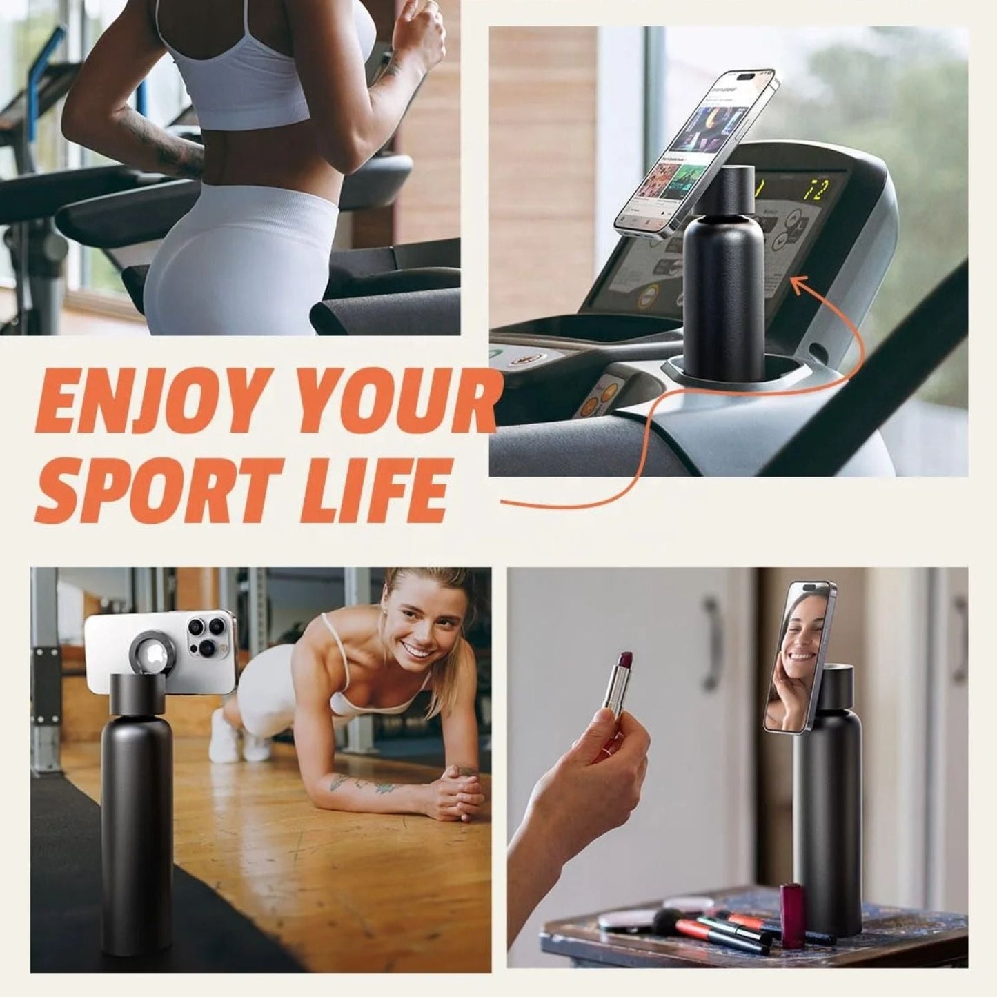 Magnetic Water Bottle & Phone Holder - MoodPeach