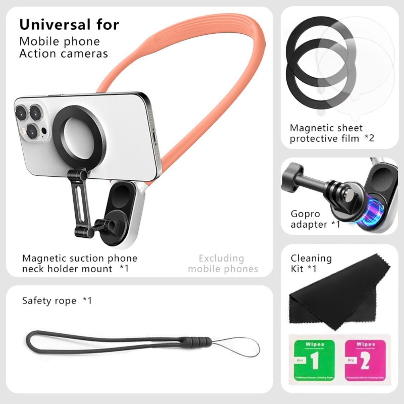 POV Magnetic Phone Holder & Neck Mount - MoodPeach