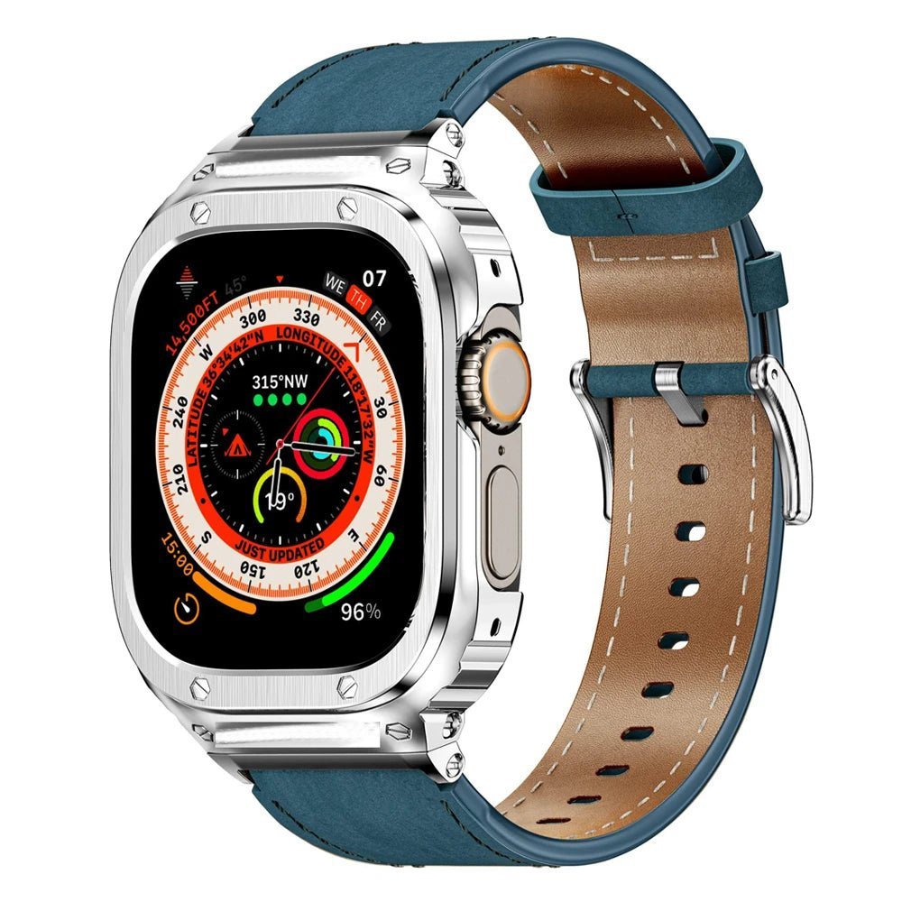 Premium Leather Band with Stainless Steel Case for Apple Watch - MoodPeach