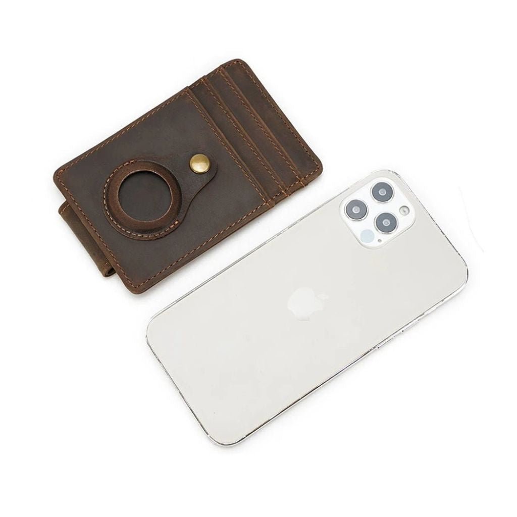Slim AirTag Leather Wallet - MoodPeach