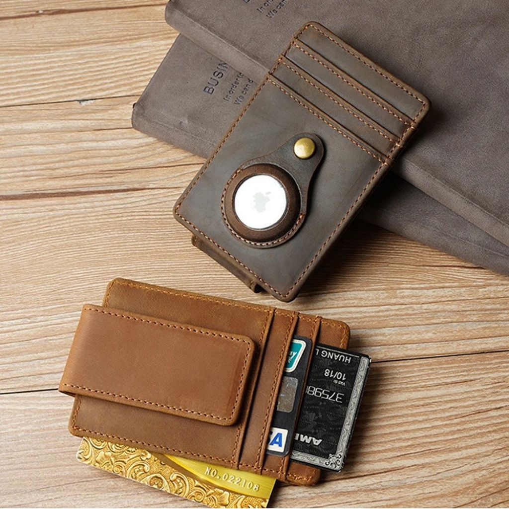 Slim AirTag Leather Wallet - MoodPeach