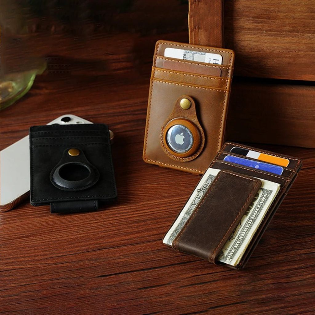 Slim AirTag Leather Wallet - MoodPeach
