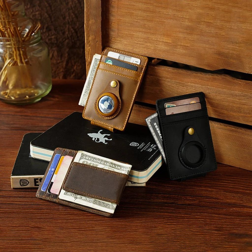 Slim AirTag Leather Wallet - MoodPeach