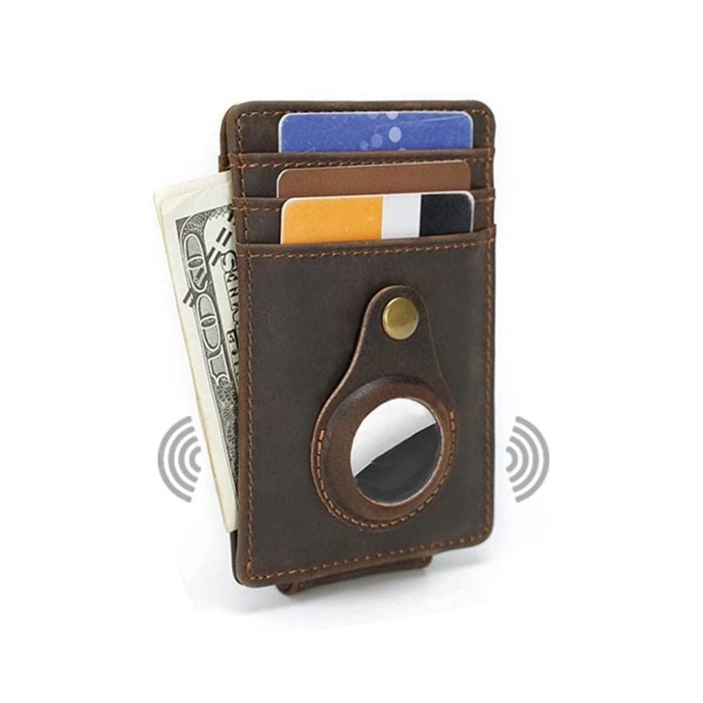 Slim AirTag Leather Wallet - MoodPeach