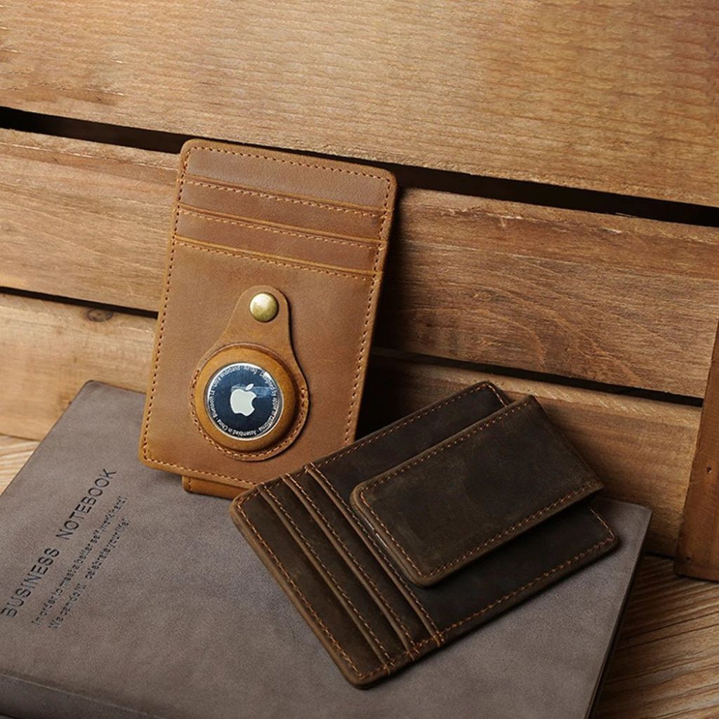 Slim AirTag Leather Wallet - MoodPeach