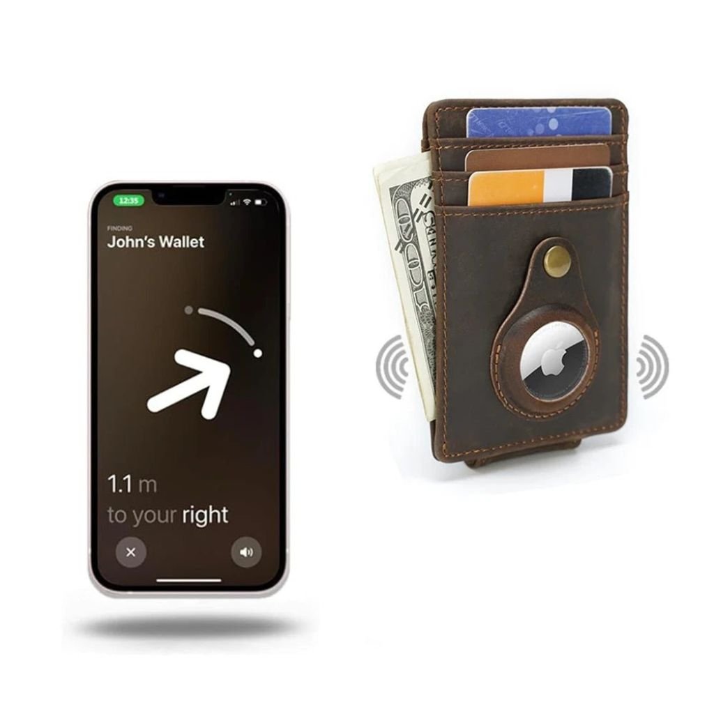Slim AirTag Leather Wallet - MoodPeach