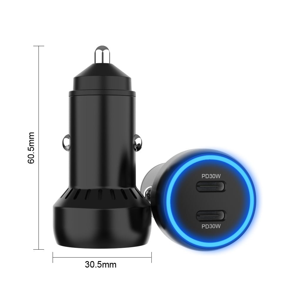 USB - C Dual Port Charger (60W) - Car Bundle - MoodPeach