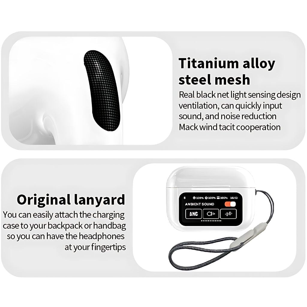 Wireless Earbuds with LCD Touchscreen - MoodPeach