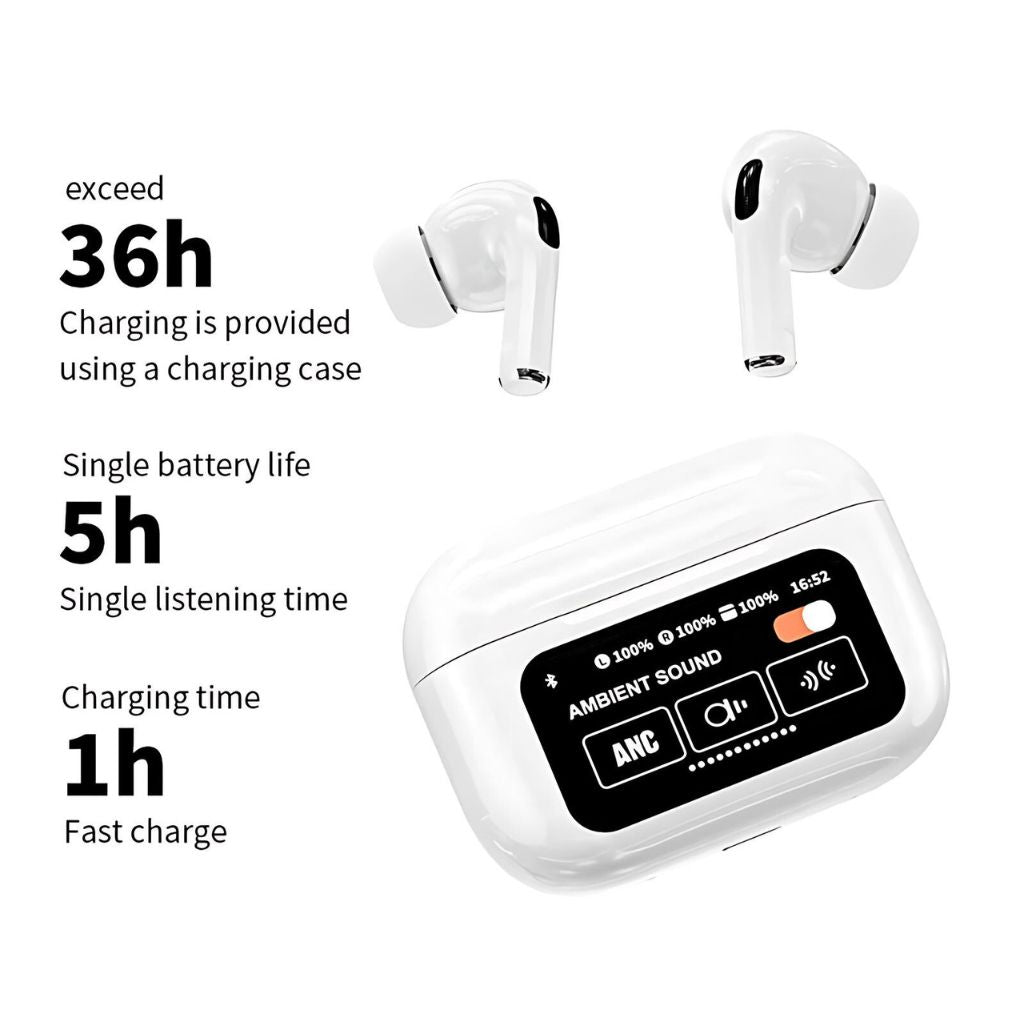 Wireless Earbuds with LCD Touchscreen - MoodPeach