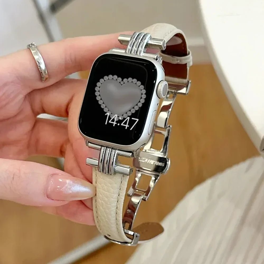 Women’s Genuine Leather & Stainless Steel Band for Apple Watch - MoodPeach
