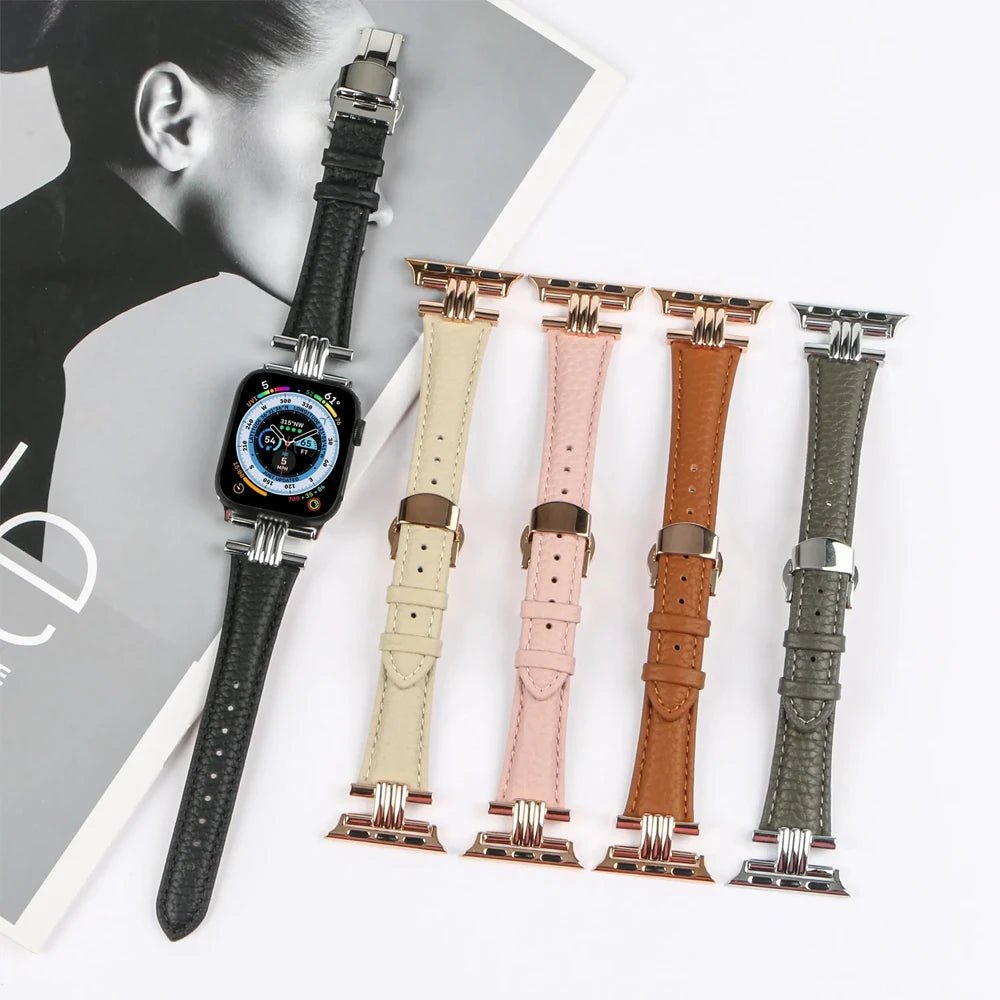 Women’s Genuine Leather & Stainless Steel Band for Apple Watch - MoodPeach