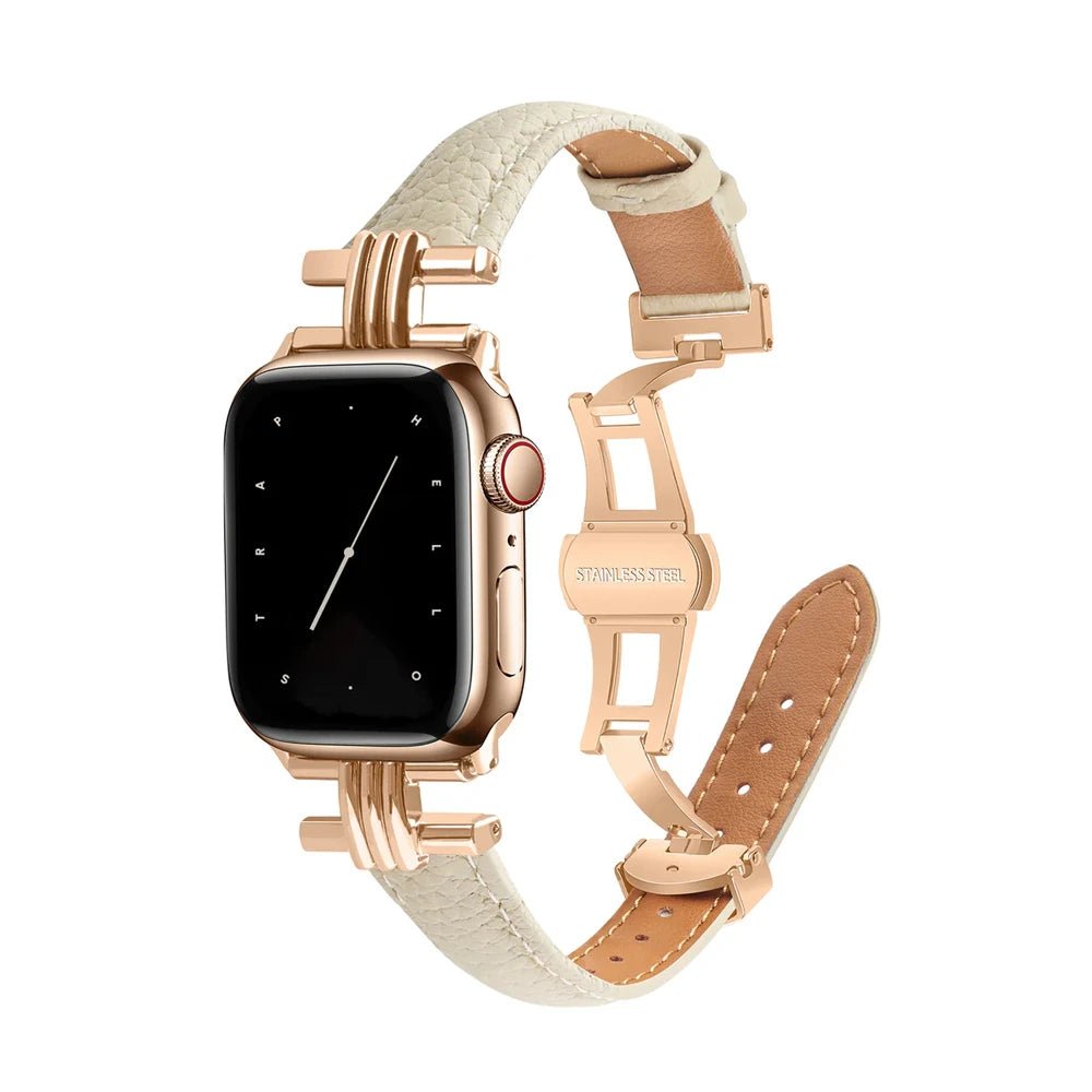 Women’s Genuine Leather & Stainless Steel Band for Apple Watch - MoodPeach