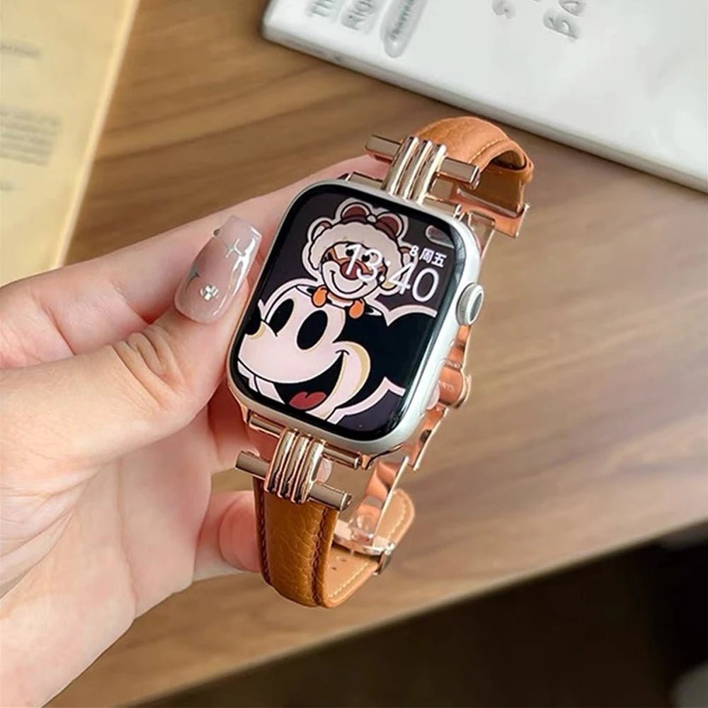 Women’s Genuine Leather & Stainless Steel Band for Apple Watch - MoodPeach