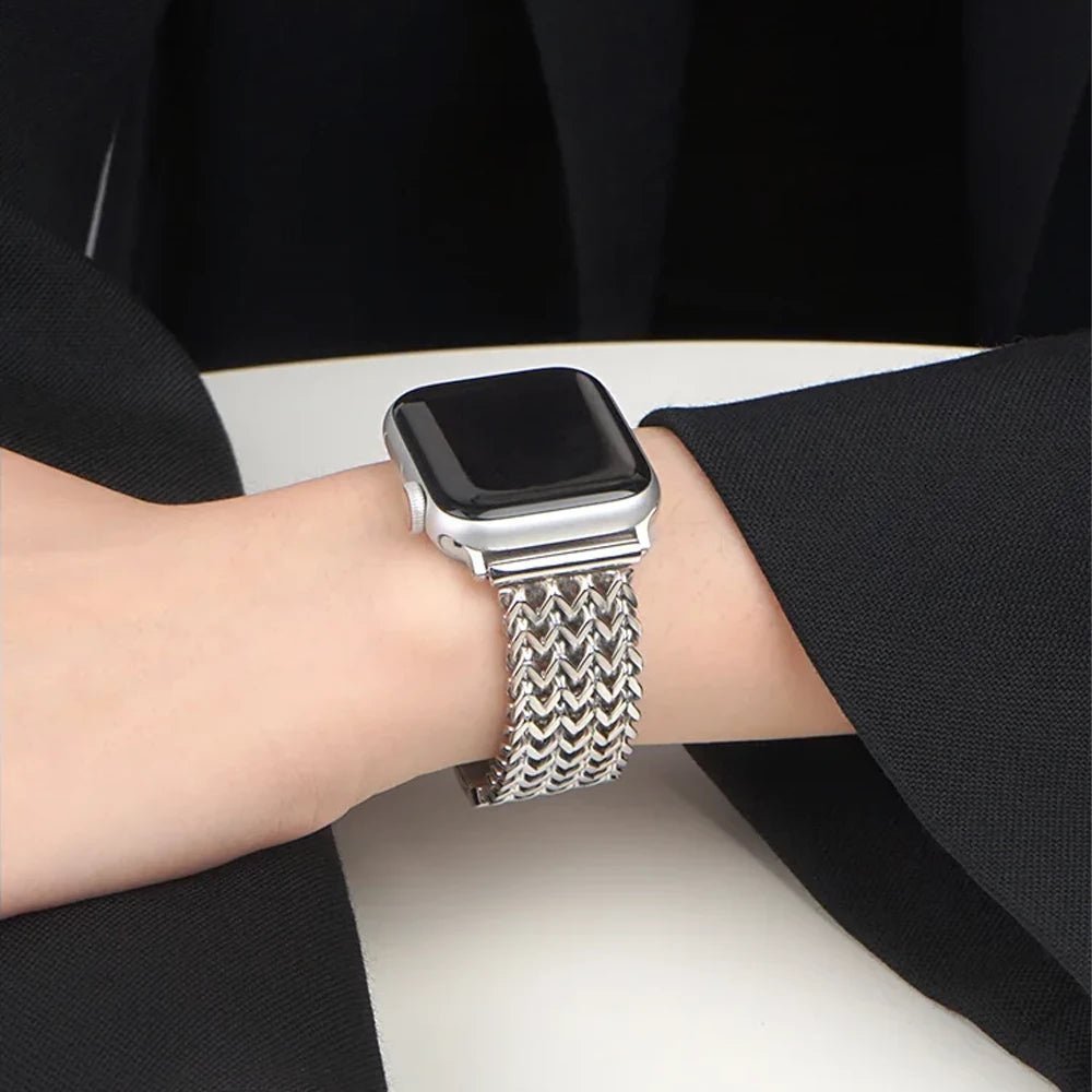 Women’s Woven Stainless Steel Bracelet Band for Apple Watch - MoodPeach