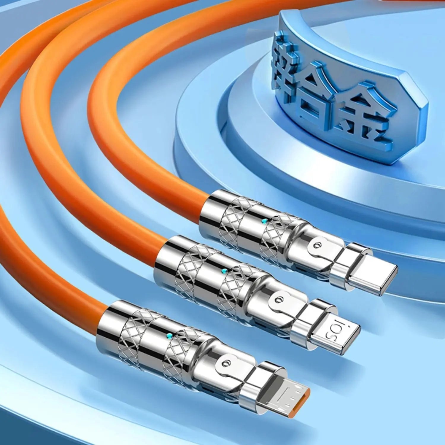 3 in 1 Charging Cable with Universal Compatbility & 120W - MoodPeach