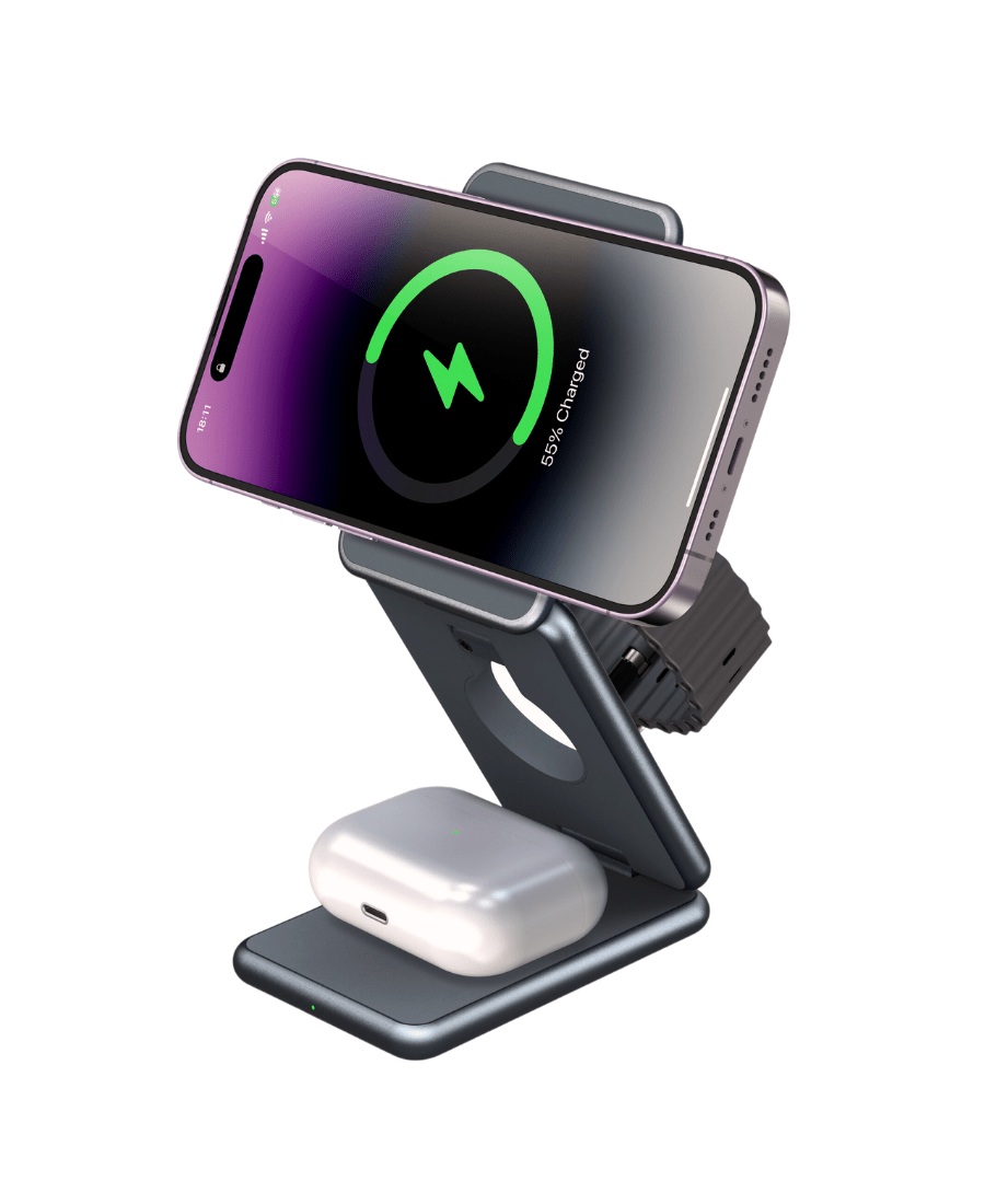 3 - in - 1 Foldable Magnetic Wireless Charging Station - MoodPeach