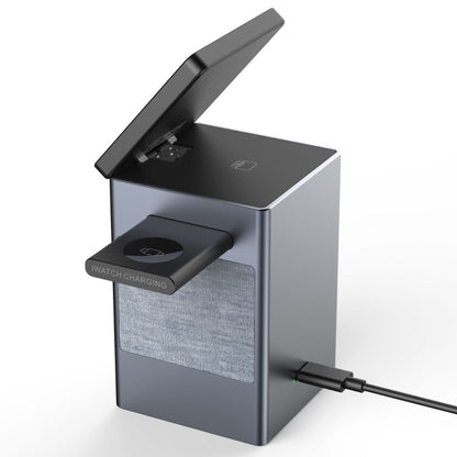 3 in 1 Magnetic Charger with Alarm Clock & Bluetooth Speaker for Apple - MoodPeach