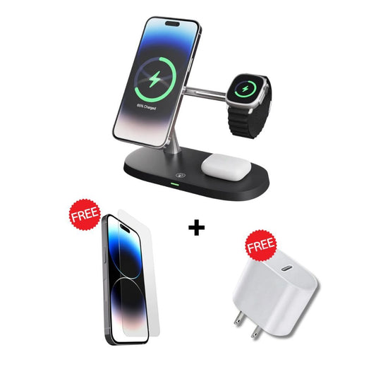 3 in 1 Magnetic Charger with Free Plug & Screen Protector - MoodPeach