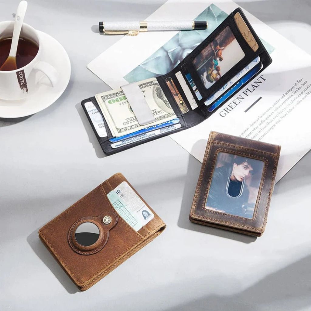 AirTag Leather Flip Wallet - MoodPeach