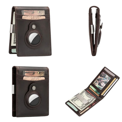 AirTag Leather Flip Wallet - MoodPeach