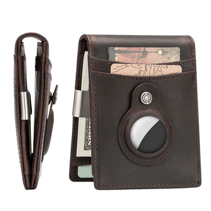 AirTag Leather Flip Wallet - MoodPeach