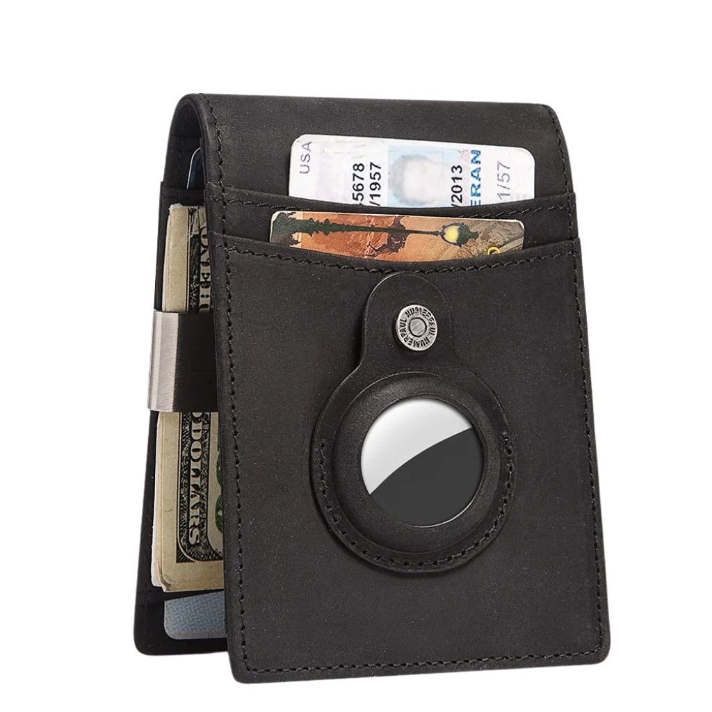 AirTag Leather Flip Wallet - MoodPeach