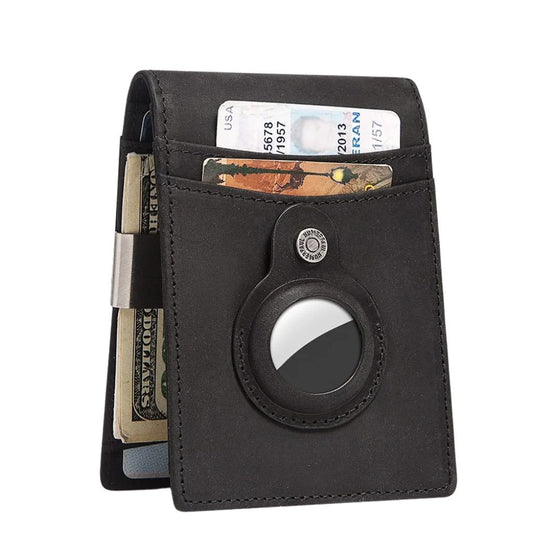 AirTag Leather Flip Wallet - MoodPeach