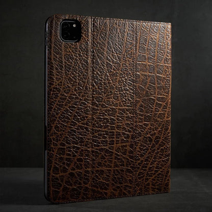 Luxury Genuine Leather Case with Multi - Angle Stand for iPad - MoodPeach