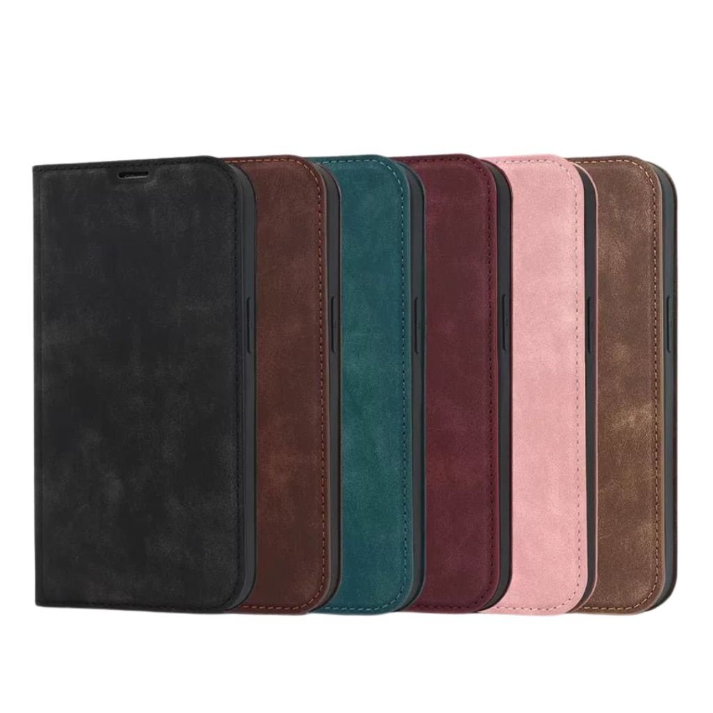 Magnetic Leather Case with Wallet for iPhone - MoodPeach