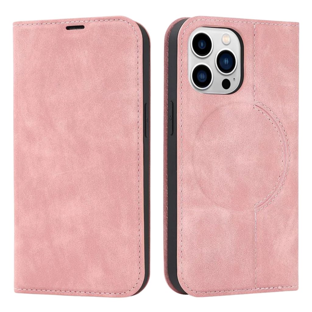 Magnetic Leather Case with Wallet for iPhone - MoodPeach