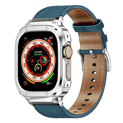 Premium Leather Band with Stainless Steel Case for Apple Watch - MoodPeach