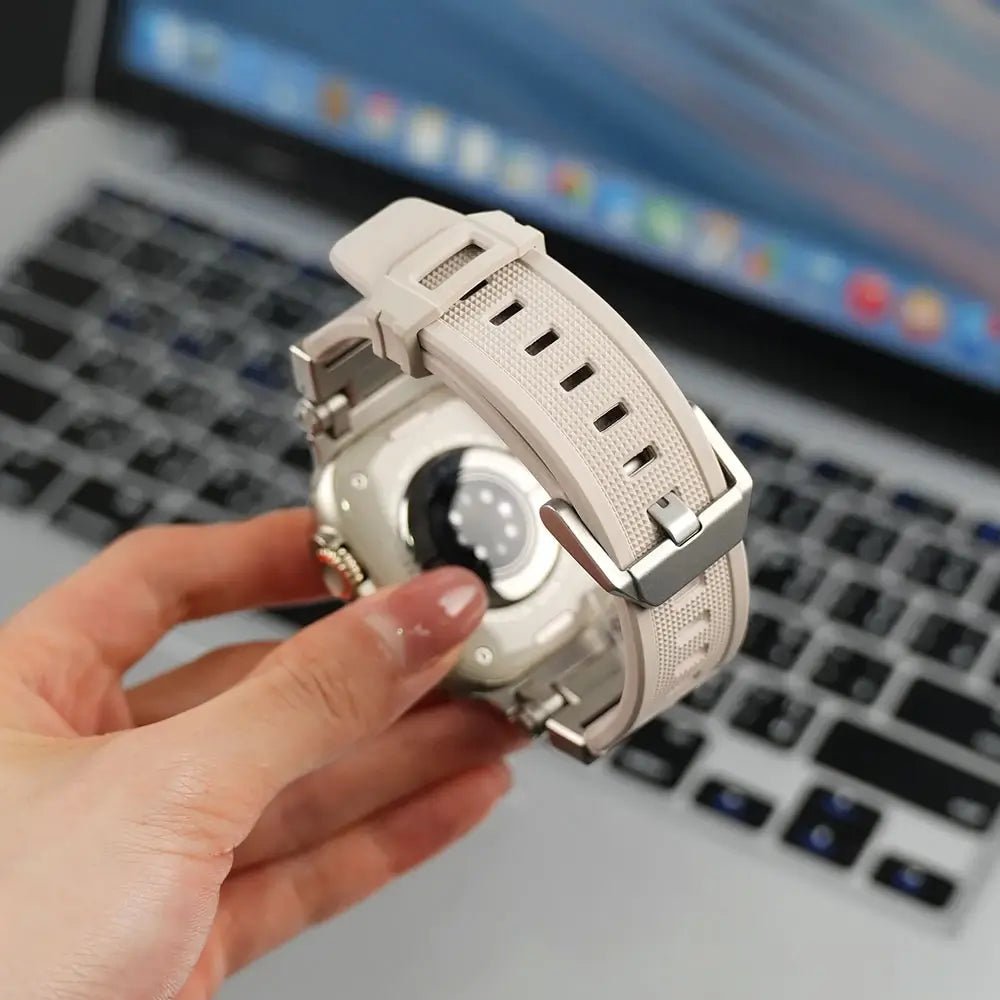Silicone & Stainless Steel Band for Apple Watch - MoodPeach