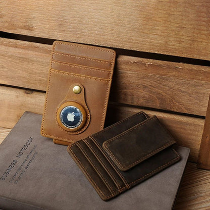 Slim AirTag Leather Wallet - MoodPeach