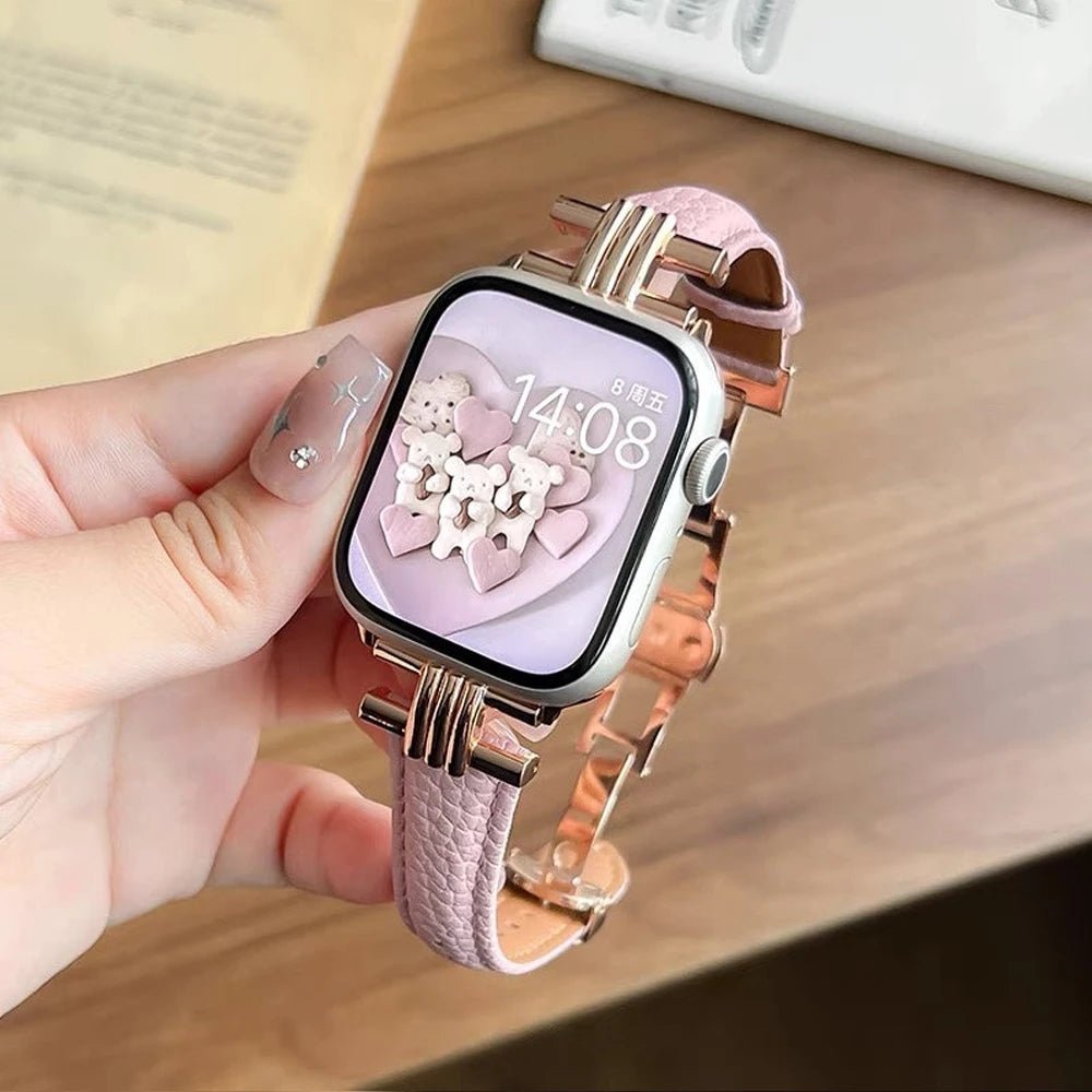 Women’s Genuine Leather & Stainless Steel Band for Apple Watch - MoodPeach