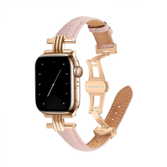 Women’s Genuine Leather & Stainless Steel Band for Apple Watch - MoodPeach