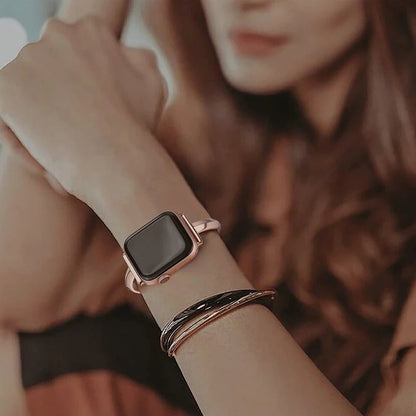 Women's Slim Stainless Steel Link Band for Apple Watch - MoodPeach