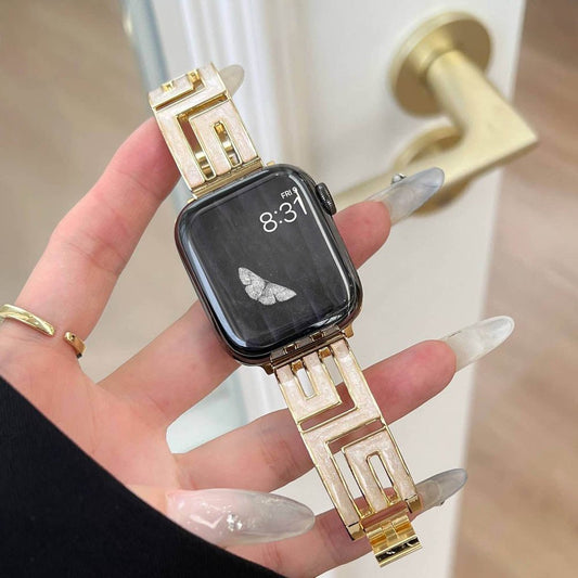 Women’s Square - Link Stainless Steel Apple Watch Band - MoodPeach