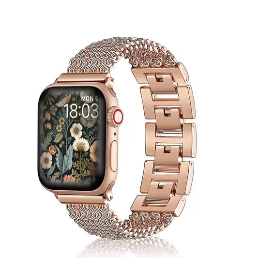 Women’s Woven Stainless Steel Bracelet Band for Apple Watch - MoodPeach