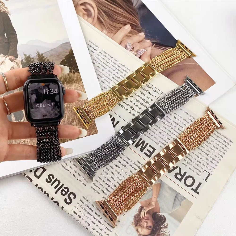 Women’s Woven Stainless Steel Bracelet Band for Apple Watch - MoodPeach